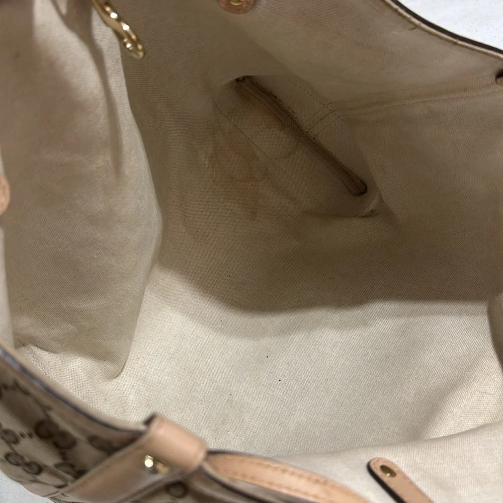 Gucci Beige GG Monogram Large Tote Bag Authentic - Picture 9 of 16